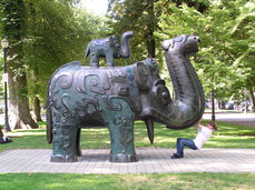 [Greg and an Elephant, Outside Powell's]