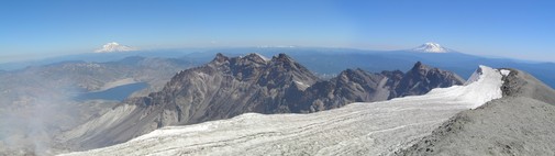 
		Looking Northeast from the Summit at Rainier and Adams
		