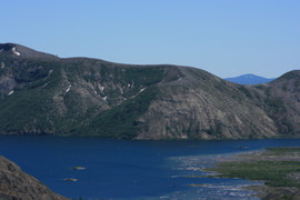 [Spirit Lake. No trees on the right.]